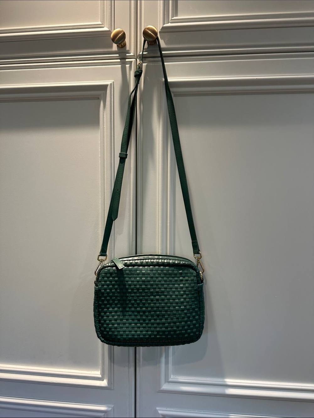 Quince Dark Green Woven Crossbody Bag